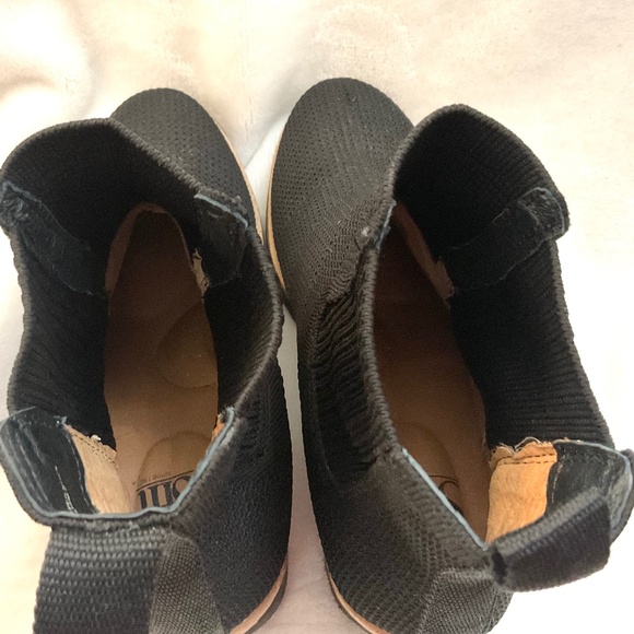 Black Sofft Eiley Knit Upper Pull On Platform Wedge Chelsea Ankle Boots Size 6 - Picture 13 of 15